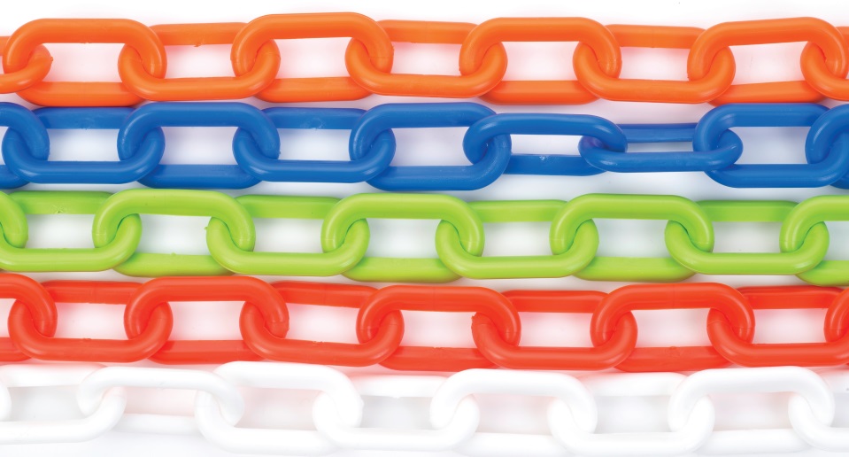 Heavy Duty Plastic Chain 2″ Orange, Lime Green in Bulk